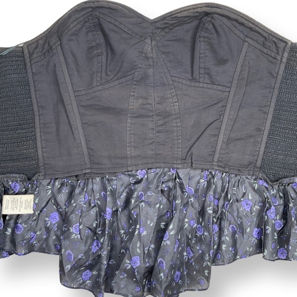 [ REBECCA TAYLOR ] Legendary Skirted Bustier in Black w/Violet Ditzy Floral : 0 - Picture 4 of 5